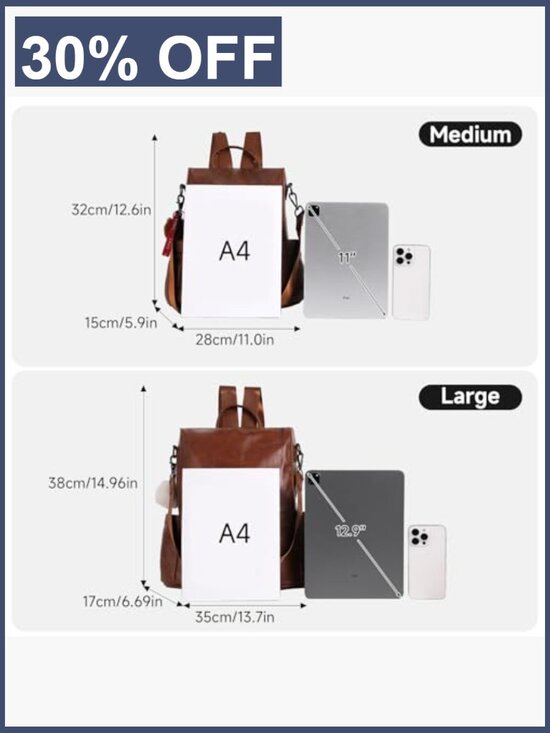 Women\'s Anti-Theft Vegan Leather Backpack Purse 3-in-1 Tote Shoulder Bag with main image 3